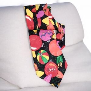 Nicole Miller Multicolor Holiday Ornament Silk Tie